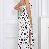 Polka Dot Pleated Cami Maxi Dress