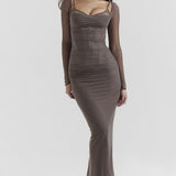 Backless Split Bodycon Maxi Dress