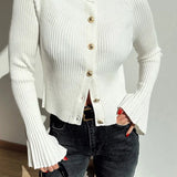 Single Breasted Ribbed Knit Cardigan