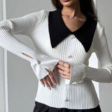 Color Block Polo Knit Sweater