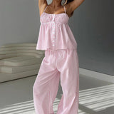 Striped Loose Cami Long Pants Two Piece Set