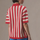 Color Block Striped Polo Sweater