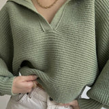 Long Sleeve Collar Knit Sweater