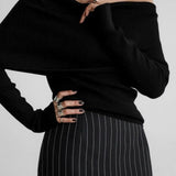 Sexy Off Shoulder Ribbed Sweater