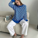 Sailboat Pattern Crew Neck Knit Sweater