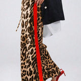 Chic Leopard Print Relaxed Wide Leg Pants