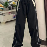 Retro Sports Pants Women Streetwear Baggy Wide Leg Casual Pants
