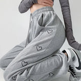 Women Streetwear Embroidery Fashion Wide Leg Y2k High Waist Joggers Pants