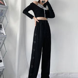 Women Streetwear Embroidery Fashion Wide Leg Y2k High Waist Joggers Pants
