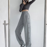 Women Streetwear Embroidery Fashion Wide Leg Y2k High Waist Joggers Pants