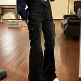 Women Streetwear Baggy High Waist Denim Pants Y2k Kpop Wide Leg Pants