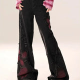 High Waist Jeans Women Y2k Baggy Butterfly Tie Dye Punk Wide Leg Denim Pants