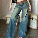 Jeans Women Y2k Fashion Baggy Style High Waist Wide Leg Denim Pants