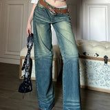 Jeans Women Y2k Fashion Baggy Style High Waist Wide Leg Denim Pants