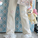 Harajuku Corduroy Pants Women Sweet Cute Wide Leg Pants