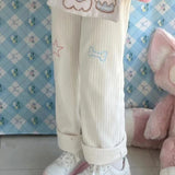 Harajuku Corduroy Pants Women Sweet Cute Wide Leg Pants