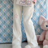 Harajuku Corduroy Pants Women Sweet Cute Wide Leg Pants