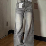 Retro Jeans Women Y2k Baggy High Waist Old Wide Leg Denim Pants