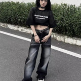 Wide Leg Jeans Women Vintage Straight High Waist Denim Pants