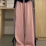 Women Fashion Baggy Side Stripe High Waist Sports Hip Hop Joggers Pants