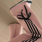 Women Fashion Baggy Side Stripe High Waist Sports Hip Hop Joggers Pants