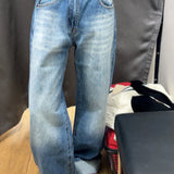 Retro Denim Blue Jeans Women High Waist Wide Leg Straight Y2k Pants
