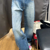 Retro Denim Blue Jeans Women High Waist Wide Leg Straight Y2k Pants