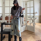 Women Hip Hop Fashion Hollow Out Denim Shorts Streetwear Summer Pants