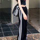 Sports Pants For Women Fashion Stripe Patchwork Wide Leg Pants