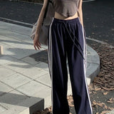 Sports Pants For Women Fashion Stripe Patchwork Wide Leg Pants