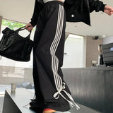 Sports Baggy Pants Women Y2k Fashion Cutecore Bow Straight Wide Leg Pants
