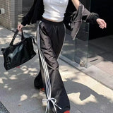 Sports Baggy Pants Women Y2k Fashion Cutecore Bow Straight Wide Leg Pants