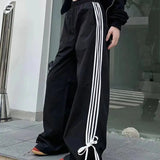Sports Baggy Pants Women Y2k Fashion Cutecore Bow Straight Wide Leg Pants