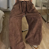 Vintage Cargo Pants Style Wide Leg Trousers Pockets Oversized Streetwear Pants