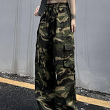 Vintage Cargo Baggy Pants Women Camouflage Wide Leg Pants