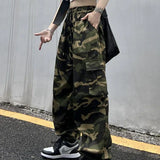 Vintage Cargo Baggy Pants Women Camouflage Wide Leg Pants
