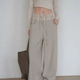 Women Sports Pants Streetwear Oversize Vintage Spliced Wide Leg Pants