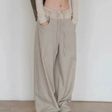 Women Sports Pants Streetwear Oversize Vintage Spliced Wide Leg Pants