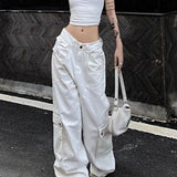 Women Denim Pants Y2k Vintage Loose Style Wide Leg Cargo Pants