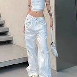 Women Denim Pants Y2k Vintage Loose Style Wide Leg Cargo Pants