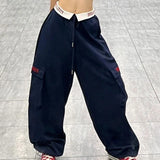 Y2k Cargo Pants Woman Sports Wide Leg Hip Hop Vintage Embroidery Pants