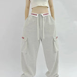 Y2k Cargo Pants Woman Sports Wide Leg Hip Hop Vintage Embroidery Pants