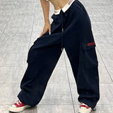 Y2k Cargo Pants Woman Sports Wide Leg Hip Hop Vintage Embroidery Pants
