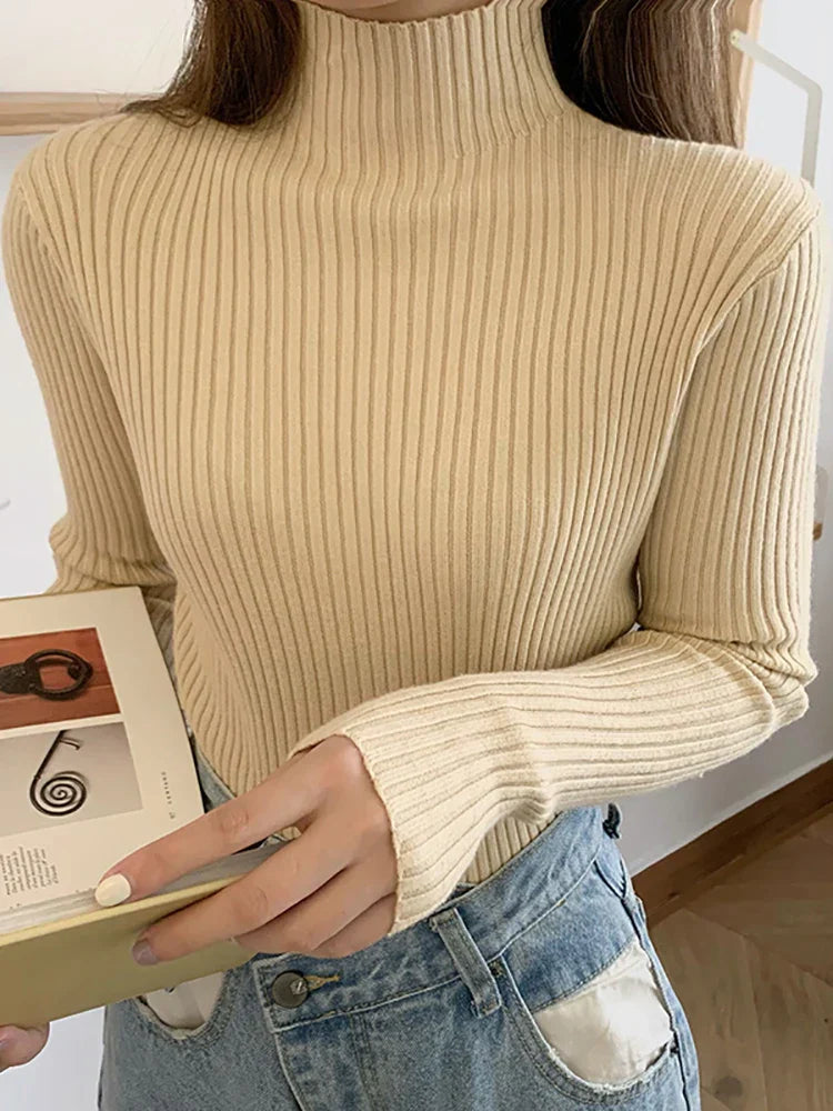 Autumn Winter Pullovers Long Sleeve Casual Warm Basic Knit Jumpers Top Sweater