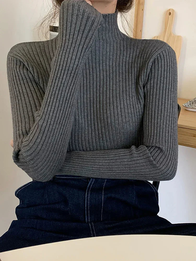 Autumn Winter Pullovers Long Sleeve Casual Warm Basic Knit Jumpers Top Sweater