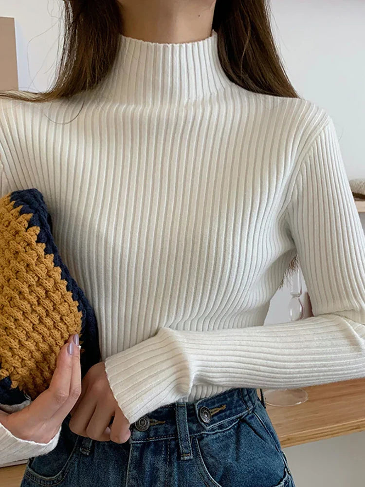 Autumn Winter Pullovers Long Sleeve Casual Warm Basic Knit Jumpers Top Sweater