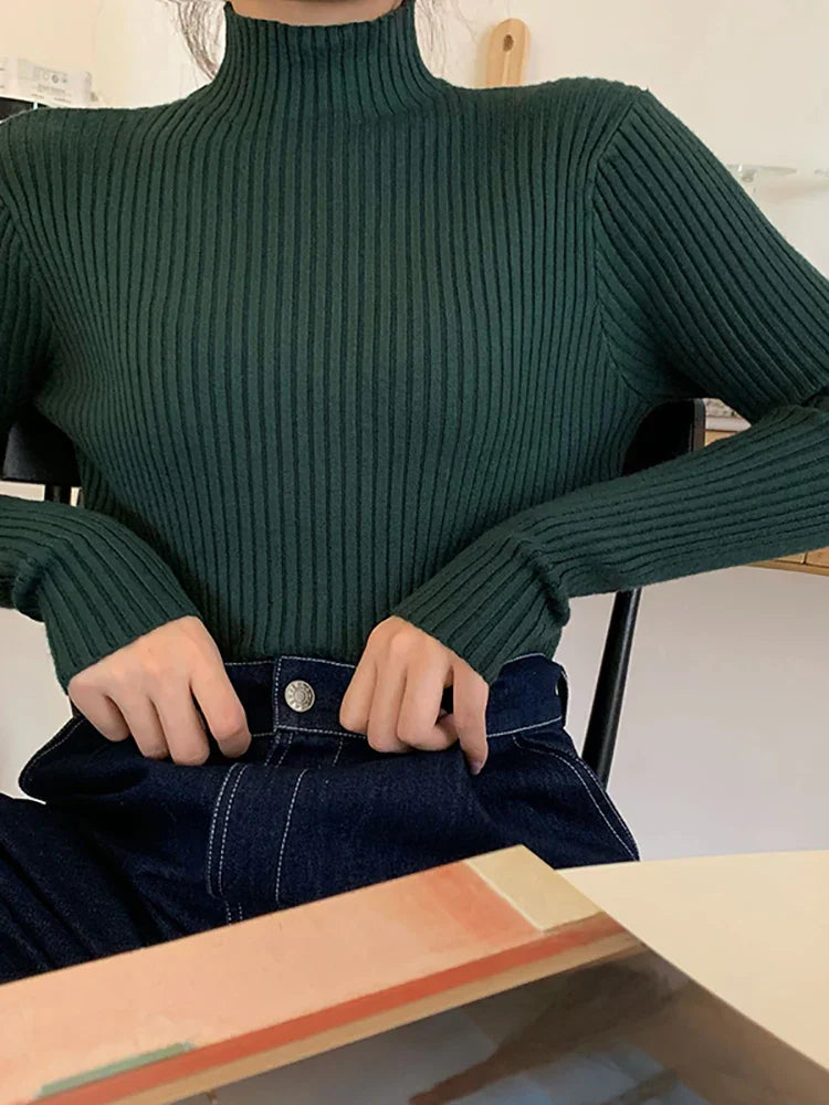 Autumn Winter Pullovers Long Sleeve Casual Warm Basic Knit Jumpers Top Sweater