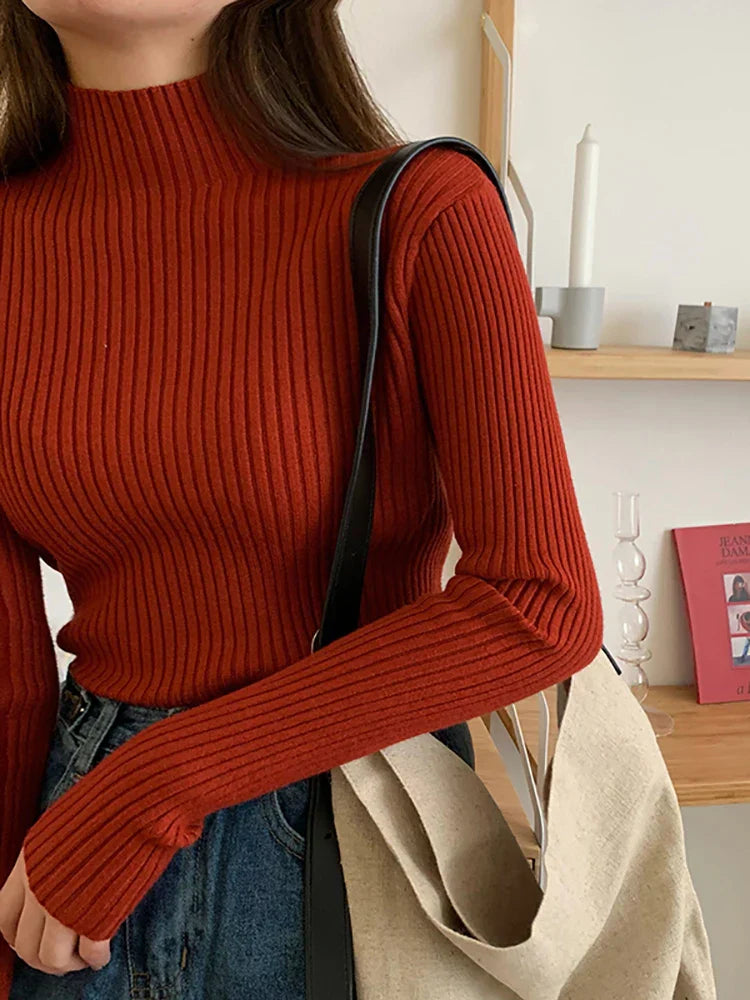 Autumn Winter Pullovers Long Sleeve Casual Warm Basic Knit Jumpers Top Sweater