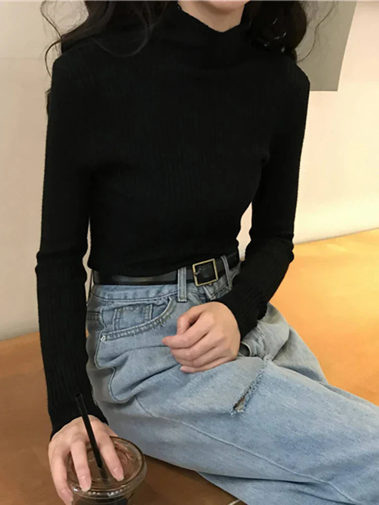 Autumn Winter Pullovers Long Sleeve Casual Warm Basic Knit Jumpers Top Sweater