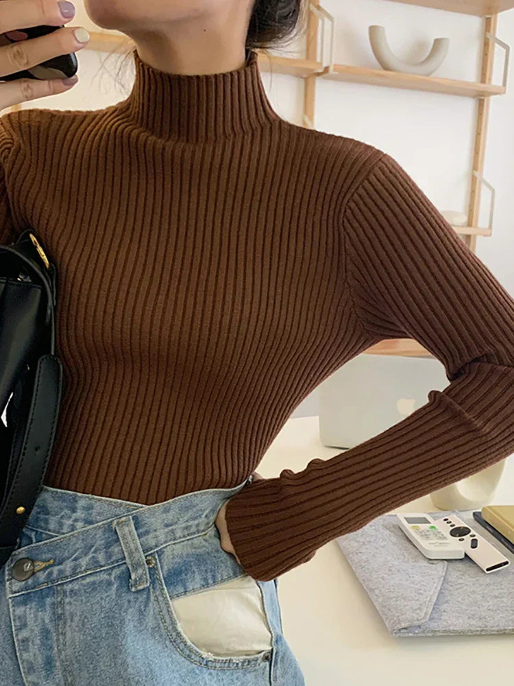 Autumn Winter Pullovers Long Sleeve Casual Warm Basic Knit Jumpers Top Sweater
